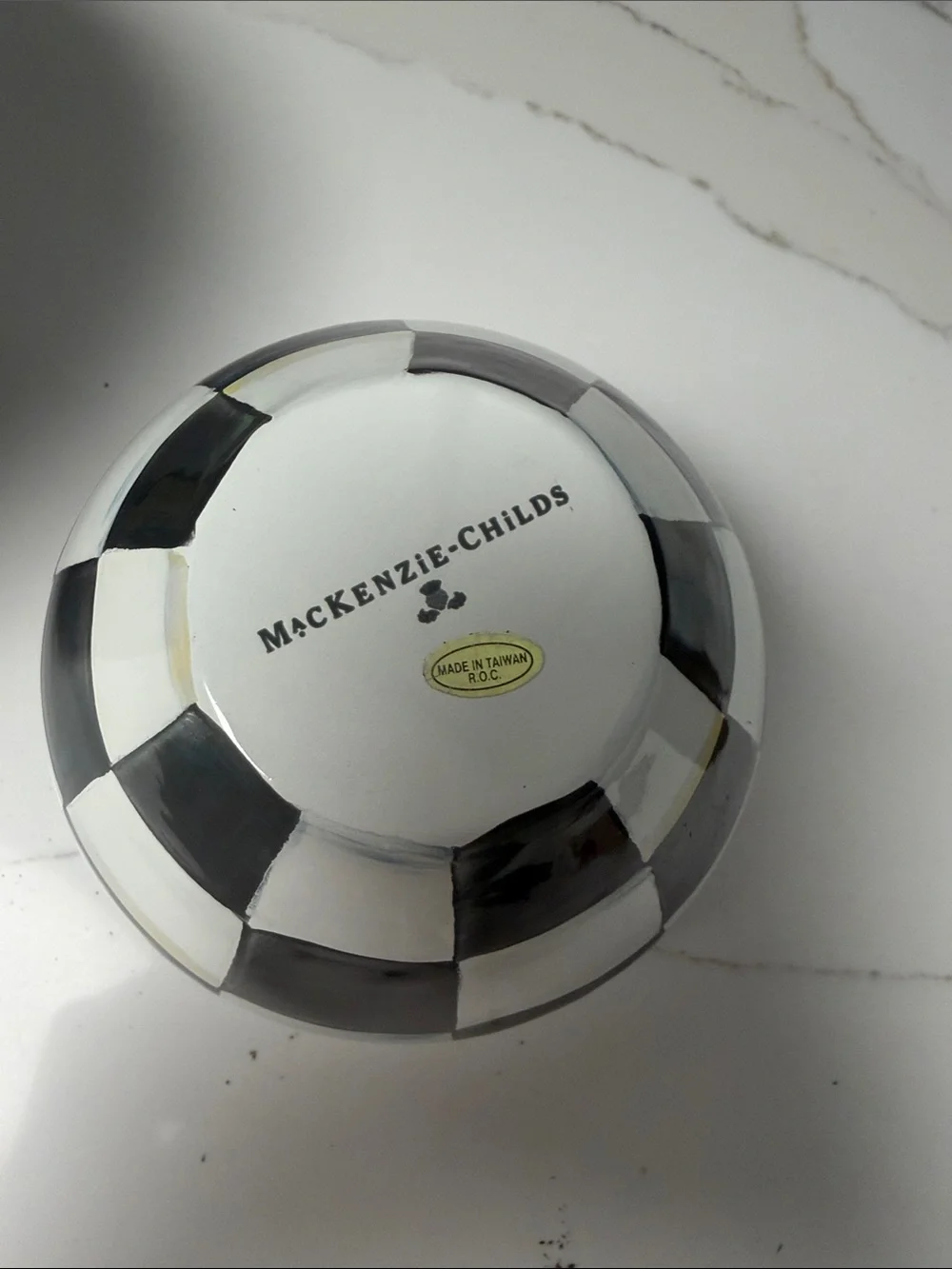 MacKenzie Childs Checkerboard Vase in Black and White